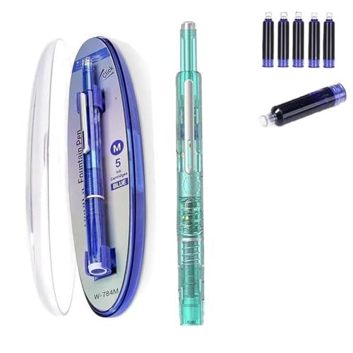 Protectivemethod Füllfederhalter, einziehbar, 0,38 mm, blaue und schwarze Tinte, mittlere Feder, transparenter Schaft für Kalligraphie, inklusive 5 nachfüllbaren Tintenpatronen, für gleichmäßiges Protectivemethod Füllfederhalter, einziehbar, 0,38 mm, blaue und schwarze Tinte, mittlere Feder, transparenter Schaft für Kalligraphie, inklusive 5 nachfüllbaren Tintenpatronen, für gleichmäßiges von Goniome