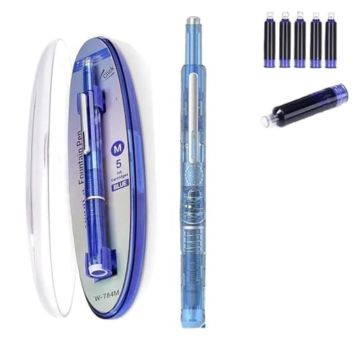 Protectivemethod Füllfederhalter, einziehbar, 0,38 mm, blaue und schwarze Tinte, mittlere Spitze, transparenter Schaft für Kalligraphie, inklusive 5 nachfüllbaren Tintenpatronen, für gleichmäßiges Protectivemethod Füllfederhalter, einziehbar, 0,38 mm, blaue und schwarze Tinte, mittlere Spitze, transparenter Schaft für Kalligraphie, inklusive 5 nachfüllbaren Tintenpatronen, für gleichmäßiges von Goniome