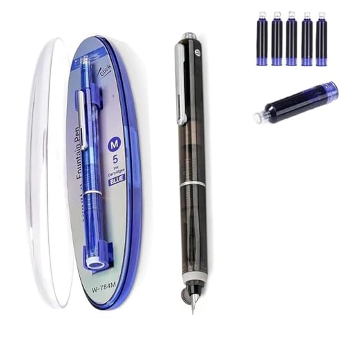 Protectivemethod Füllfederhalter, einziehbar, 0,38 mm, blaue und schwarze Tinte, mittlere Spitze, transparenter Schaft für Kalligraphie, inklusive 5 nachfüllbaren Tintenpatronen, für gleichmäßiges Protectivemethod Füllfederhalter, einziehbar, 0,38 mm, blaue und schwarze Tinte, mittlere Spitze, transparenter Schaft für Kalligraphie, inklusive 5 nachfüllbaren Tintenpatronen, für gleichmäßiges von Goniome