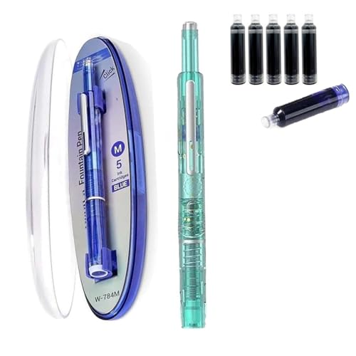 Protectivemethod Füllfederhalter, einziehbar, 0,38 mm, blaue und schwarze Tinte, mittlere Spitze, transparenter Schaft für Kalligraphie, inklusive 5 nachfüllbaren Tintenpatronen, für gleichmäßiges Protectivemethod Füllfederhalter, einziehbar, 0,38 mm, blaue und schwarze Tinte, mittlere Spitze, transparenter Schaft für Kalligraphie, inklusive 5 nachfüllbaren Tintenpatronen, für gleichmäßiges von Goniome