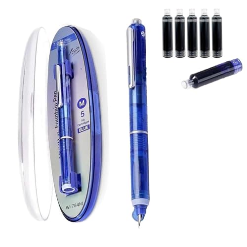 Protectivemethod Füllfederhalter, einziehbar, 0,38 mm, blaue und schwarze Tinte, mittlere Spitze, transparenter Schaft für Kalligraphie, inklusive 5 nachfüllbaren Tintenpatronen, für gleichmäßiges Protectivemethod Füllfederhalter, einziehbar, 0,38 mm, blaue und schwarze Tinte, mittlere Spitze, transparenter Schaft für Kalligraphie, inklusive 5 nachfüllbaren Tintenpatronen, für gleichmäßiges von Goniome