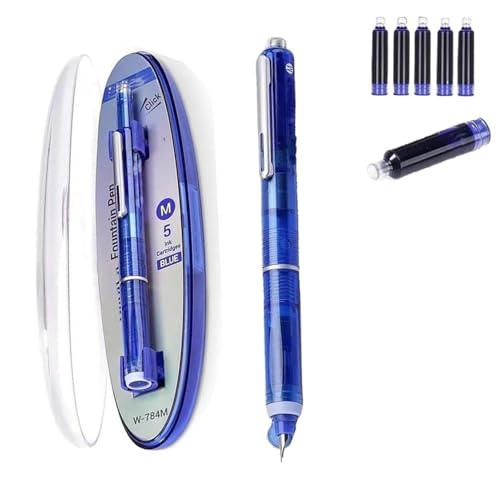 Protectivemethod Füllfederhalter, einziehbar, 0,38 mm, blaue und schwarze Tinte, mittlere Spitze, transparenter Schaft für Kalligraphie, inklusive 5 nachfüllbaren Tintenpatronen, für gleichmäßiges Protectivemethod Füllfederhalter, einziehbar, 0,38 mm, blaue und schwarze Tinte, mittlere Spitze, transparenter Schaft für Kalligraphie, inklusive 5 nachfüllbaren Tintenpatronen, für gleichmäßiges von Goniome