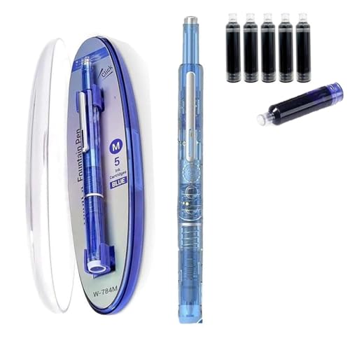 Protectivemethod Füllfederhalter, einziehbar, 0,38 mm, blaue und schwarze Tinte, mittlere Spitze, transparenter Schaft für Kalligraphie, inklusive 5 nachfüllbaren Tintenpatronen, für gleichmäßiges Protectivemethod Füllfederhalter, einziehbar, 0,38 mm, blaue und schwarze Tinte, mittlere Spitze, transparenter Schaft für Kalligraphie, inklusive 5 nachfüllbaren Tintenpatronen, für gleichmäßiges von Goniome