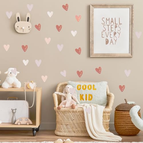 12 Bögen Herzmuster Wandtattoo Kinderzimmer, 144 Wandsticker Kinderzimmer,Wandsticker, Kleine Wanddekorationen, Aufkleber, Kinderzimmerdekorationen, PVC-Material,Diy-Wanddekoration,Böhmischer Stil von GooDengFull