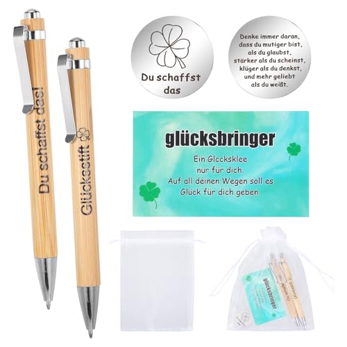 2 Glücksstift, Glücksbringer Prüfung Geschenk, Du Schaffst Das Geschenk Kugelschreiber Personalisiert viel Glück Prüfung Set mit 1 Grußkarte 1 Netzbeutel 1 Schlüsselanhänger für Freund Kollege 2 Glücksstift, Glücksbringer Prüfung Geschenk, Du Schaffst Das Geschenk Kugelschreiber Personalisiert viel Glück Prüfung Set mit 1 Grußkarte 1 Netzbeutel 1 Schlüsselanhänger für Freund Kollege von GooDengFull