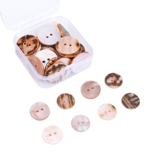 20 StüCk Perlmutt KnöPfe 20mm, Buttons Selber Machen, 2-Loch MuschelknöPfe für Kleidung, Trachten, NäHen, Basteln Handwerk Scrapbooking DIY-Nähprojekte (Weiß & Rosa Lila) von GooDengFull