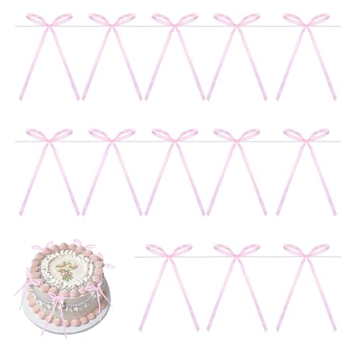 20 Stück rosa Schleifen-Kuchenaufsatzbänder für Desserts, Bastelarbeiten, Satin-Kuchenschleifen, 9 x 16 cm, für Braut-Babyparty/Geburtstag/Hochzeit/Jahrestag/Party-Dekorationen 20 Stück rosa Schleifen-Kuchenaufsatzbänder für Desserts, Bastelarbeiten, Satin-Kuchenschleifen, 9 x 16 cm, für Braut-Babyparty/Geburtstag/Hochzeit/Jahrestag/Party-Dekorationen von GooDengFull