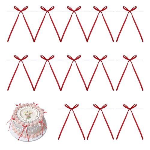 20 rote Schleifen-Kuchendekorationen für Desserts, Bastelarbeiten, Satin-Kuchenschleifen, 9 x 16 cm, für Braut-Babyparty/Geburtstag/Hochzeit/Jahrestag/Party-Dekorationen 20 rote Schleifen-Kuchendekorationen für Desserts, Bastelarbeiten, Satin-Kuchenschleifen, 9 x 16 cm, für Braut-Babyparty/Geburtstag/Hochzeit/Jahrestag/Party-Dekorationen von GooDengFull