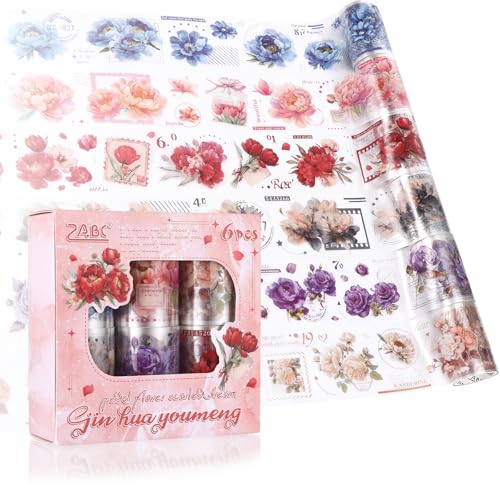 6 Rolle Floral Washi Tape Set Border Scrapbook Stickers Rolls für DIY Blumen Washi Tape Set Klebestreifen Bunt Washi Tape Vintage Sticker Transparent Florales Klebeband Scrapbook Zubehör Tape 6 Rolle Floral Washi Tape Set Border Scrapbook Stickers Rolls für DIY Blumen Washi Tape Set Klebestreifen Bunt Washi Tape Vintage Sticker Transparent Florales Klebeband Scrapbook Zubehör Tape von GooDengFull