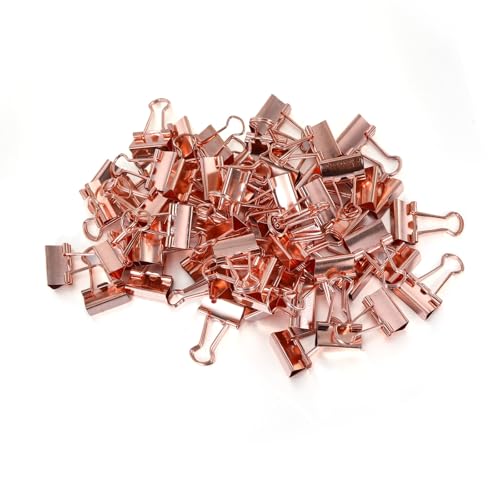 80 Stück Foldback Klammern Metall, Binder Clips, Kleiner Ordner, Gold-Faltklammer, 19mm, Büroklammer, Schwalbenschwanzclip zur Dokumentenaufbewahrung Im Büro und In Der Schule (Roségold) von GooDengFull