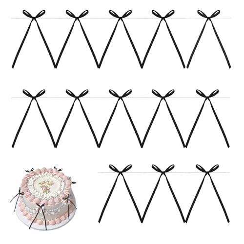 Tortenaufsätze, Schleife, Kuchendekorationen, Picks, Babyparty, Kuchendekorationen für Kinder, Jahrestag, Kuchen, Geburtstag, Hochzeit, Dekorationen, Zubehör, Schwarz, 20 Stück Tortenaufsätze, Schleife, Kuchendekorationen, Picks, Babyparty, Kuchendekorationen für Kinder, Jahrestag, Kuchen, Geburtstag, Hochzeit, Dekorationen, Zubehör, Schwarz, 20 Stück von GooDengFull