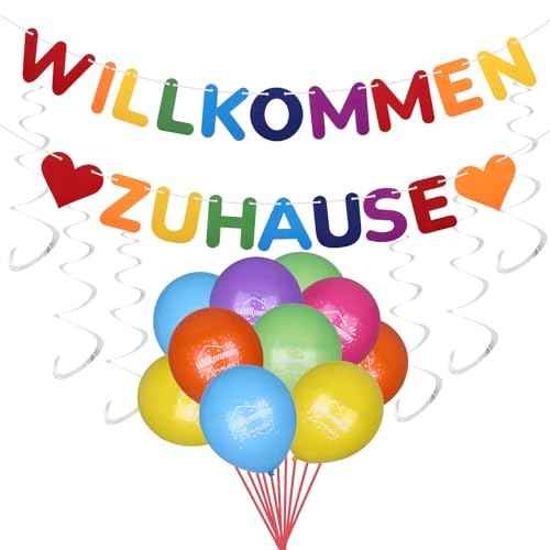 Willkommen Zuhause Banner Dekoration,10 StüCk Welcome Home Wiederverwendung Luftballons,Herzlich Willkommen Girlande,6 StüCk HäNgende Spiralen Grlande Luftschlangen,Familientreffen Party Willkommen Zuhause Banner Dekoration,10 StüCk Welcome Home Wiederverwendung Luftballons,Herzlich Willkommen Girlande,6 StüCk HäNgende Spiralen Grlande Luftschlangen,Familientreffen Party von GooDengFull