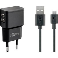 goobay Ladekabel mit Adapter schwarz, Kabellänge: 1,0 m, 12 Watt von Goobay