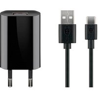 goobay Ladekabel mit Adapter schwarz, Kabellänge: 1,0 m, 5 Watt von Goobay