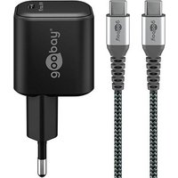 goobay Ladekabel mit Adapter schwarz, Kabellänge: 1,0 m, 65 Watt von Goobay