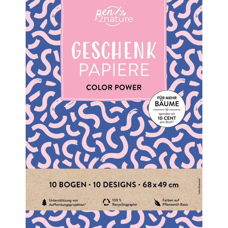 Geschenkpapier-Buch Color Power | 100% Recyclingpapier, Kartoniert (TB) von Good Life Books & Media GmbH