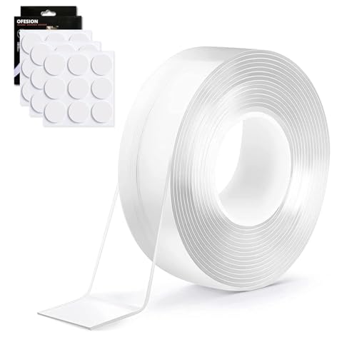 Nano Doppelseitiges Klebeband & Klebepunkte Set - 3m x30mm & 3m x20mm Stark + 60 Stück Klebepads (40x10mm & 20x20mm) - Abnehmbar, Spurlos, Transparent für Wand, Foto, Auto, Haushalt von GoodUping
