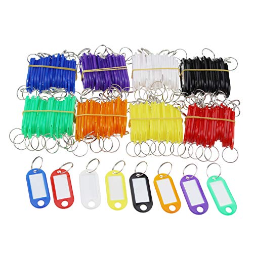 Goodma 160 Stück 8 Farben sortierte Schlüsselanhänger aus Kunststoff, ID-Etiketten mit geteiltem Schlüsselring von Goodma
