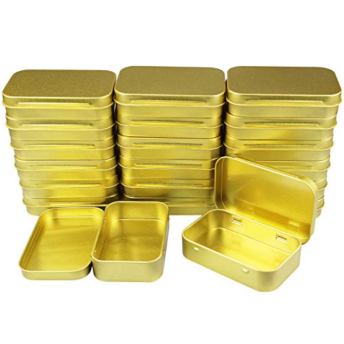 20 Stück rechteckige Metalldosen Leere Scharnierdosen Behälter Basic Notwendigkeiten Home Storage Organizer Mini Box Set 95 x 62 x 20 mm Golden von Goodma