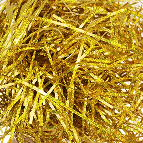250 Gramm glänzende schillernde Folie PP Hamper Shreds & Strands geschreddertes Knitterkonfetti für DIY Geschenkverpackung & Korbfüllung (Gold) von Goodma