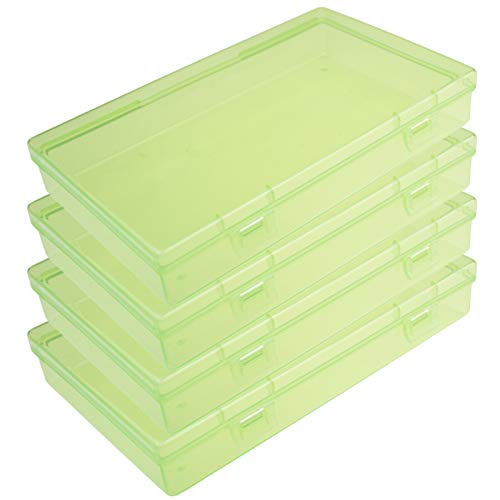 4 Stück rechteckige Kunststoffboxen Leere Aufbewahrungsbehälter für Organizer mit Klappdeckel für kleine Gegenstände und andere Bastelprojekte (grün, 180 x 110 x 30 mm) von Goodma