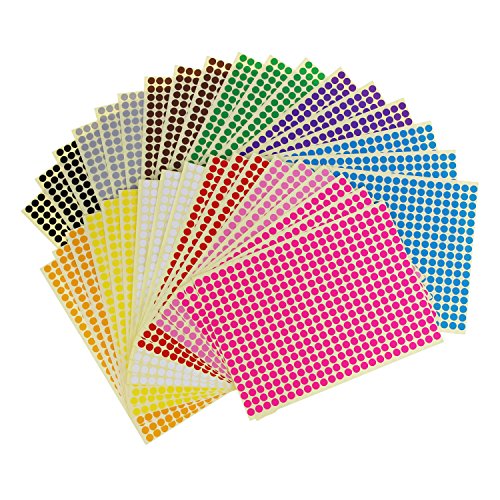 6mm klebrige Farbkennzeichnungsetiketten entfernbare kleine Kreis-Punkt-Aufkleber, 12 Farben, Gesamt 14688 Punkte 36 Blätter von Goodma