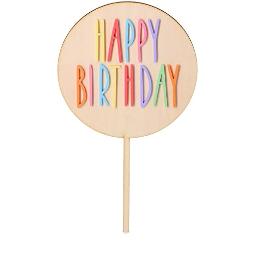 Goodtimes Cake Topper Happy Birthday Bunt 23cm x 13cm aus Holz & Acryl von Goodtimes