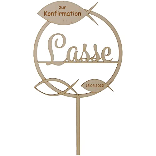 Goodtimes Cake Topper Konfirmation mit individuellem Namen & Datum aus Holz von Goodtimes