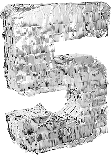 Goodtimes Pinata Zahl 5 in Silber 40cm hoch Partyspiel Zum Befüllen mit Süßigkeiten und zerschlagen Als Geschenkidee für Geburtstag Hochzeit JGA Goodtimes Pinata Zahl 5 in Silber 40cm hoch Partyspiel Zum Befüllen mit Süßigkeiten und zerschlagen Als Geschenkidee für Geburtstag Hochzeit JGA von Goodtimes
