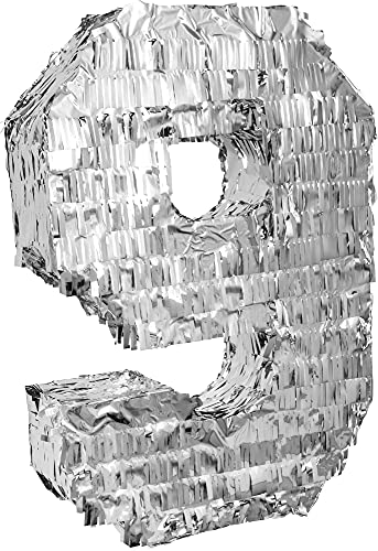 Goodtimes Pinata Zahl 9 in Silber 40cm hoch Partyspiel Zum Befüllen mit Süßigkeiten und zerschlagen Als Geschenkidee für Geburtstag Hochzeit JGA Goodtimes Pinata Zahl 9 in Silber 40cm hoch Partyspiel Zum Befüllen mit Süßigkeiten und zerschlagen Als Geschenkidee für Geburtstag Hochzeit JGA von Goodtimes