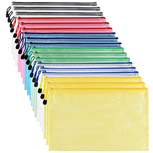 A3-Dokumententaschen mit Reißverschluss, A3-Ordner aus Kunststoff, Ziplock-Beutel, Netz-Reißverschluss, 18 Stück A3-Dokumententaschen mit Reißverschluss, A3-Ordner aus Kunststoff, Ziplock-Beutel, Netz-Reißverschluss, 18 Stück von GoodtoU