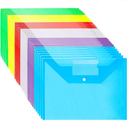 Dokumentenmappen, aus Kunststoff (Polypropylen), DIN-A4-Format, mit Knopfverschluss A4-Format 36 Pack von GoodtoU