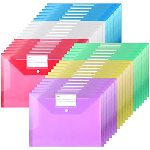 Kunststoffhüllen – A4 Kunststoff-Ordner Dokumentenmappe Kunststoff Druckknopf Brieftasche mit Etikettenfach - 36 Stück Kunststoffhüllen – A4 Kunststoff-Ordner Dokumentenmappe Kunststoff Druckknopf Brieftasche mit Etikettenfach - 36 Stück von GoodtoU
