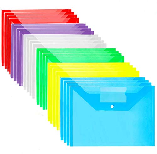 Dokumentenmappen, aus Kunststoff (Polypropylen), DIN-A4-Format, mit Knopfverschluss A4-Format 24 Pack von GoodtoU