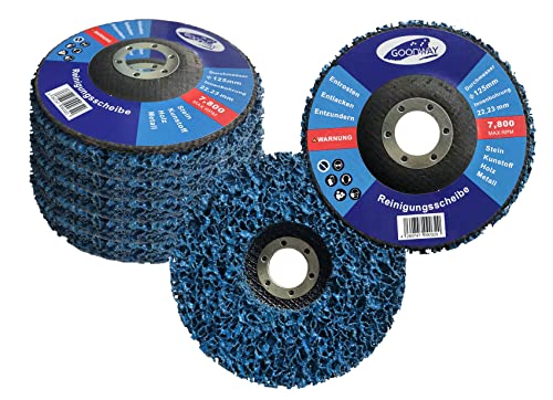 Goodway® Reinigungsscheiben │ 5 Stück │ Ø 125 mm │ Blau │ Nylongewebescheiben für Winkelschleifer │ Für Rost-, Lack- und Schmutzentfernung Goodway® Reinigungsscheiben │ 5 Stück │ Ø 125 mm │ Blau │ Nylongewebescheiben für Winkelschleifer │ Für Rost-, Lack- und Schmutzentfernung von Goodway