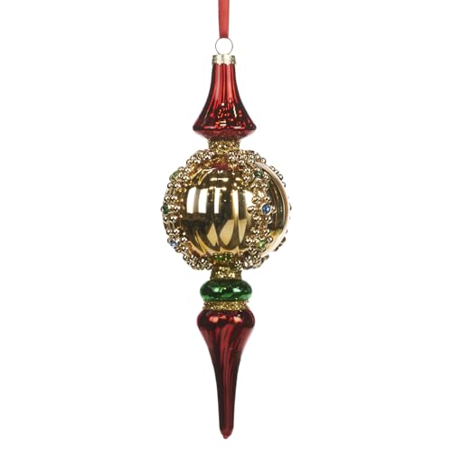 GOODWILL Weihnachtsdekoration Glasanhänger mit Schmucksteinen, verziert und handbemalt 21,5 cm von Goodwill