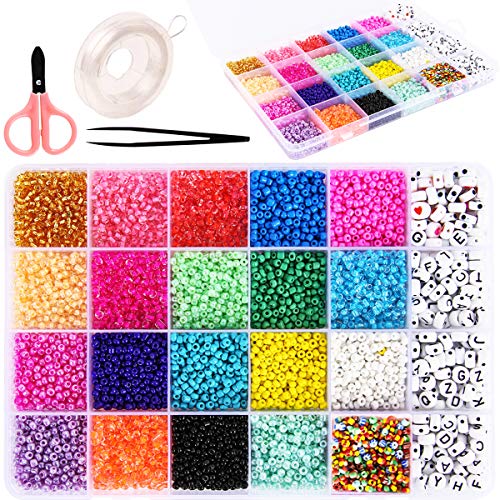 Goody King Perlen Schmuck Herstellung Kit für Armbänder, mehr als 5000 Teile Pony Perlen Bastelset Alphabet Buchstaben Kunst und Handwerk Geschenk für Frauen Kinder 6 von Goody King