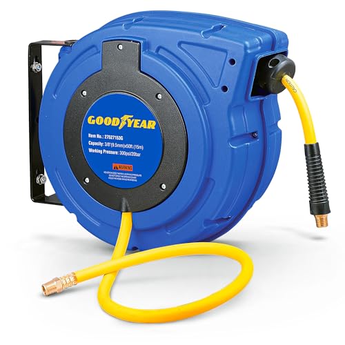 Goodyear 27527153g Enclosed einziehbare air Compressor/Wasser schlauchaufroller mit 3/8 in. x 50 ft. hybrid Polymer-Schlauch, max. 300psi von Goodyear