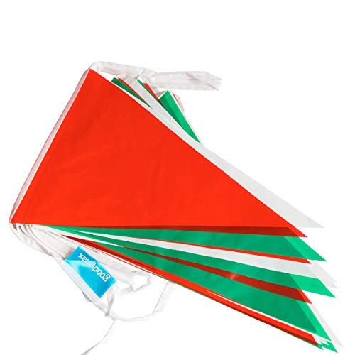 Goodymax® Wimpelkette 10 m Wimpelkette Grün Weiß Rot - viele weitere Farben & Farbkombinationen zur Auswahl von Goodymax