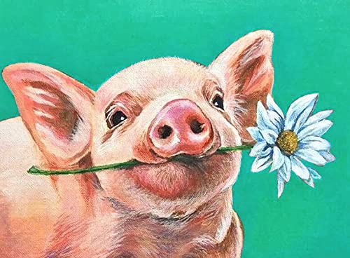 Goofong Diamond Painting Schwein Tiere für Erwachsene - DIY 5D Diamant Malerei Flower Pflanze Kit mit Vollbohrer, Strasssteine, Kreuzstich, Mosaik Gemälde - Home Wand Dekor - 30x40cm von Goofong