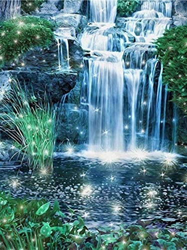 Goofong Diamond Painting Wasserfall für Erwachsene - DIY 5D Diamant Malerei Landschaften Art Kit mit Vollbohrer, Strasssteine, Kreuzstich, Mosaik Gemälde - Home Wand Dekor - 30x40cm von Goofong