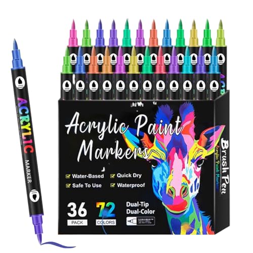 Goowafur Acryl Marker Set - Doppelspitzige Stifte Zum Bemalen Von Steinen | Permanente Bastelmarker Zeichenwerkzeuge Für Stein Stoff Papier Goowafur Acryl Marker Set - Doppelspitzige Stifte Zum Bemalen Von Steinen | Permanente Bastelmarker Zeichenwerkzeuge Für Stein Stoff Papier von Goowafur