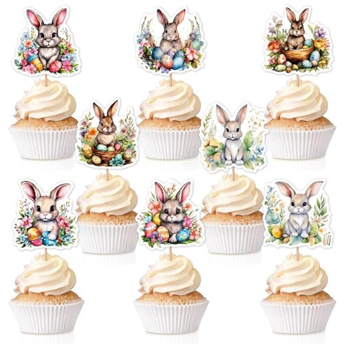 Goowafur Cupcake-Topper „eier“, Cupcake-Topper „hase“ | hasen-Cupcake-Topper,Fröhliche hasen-Eier-Kuchendekorationen für die -Geburtstagsfeier von Goowafur