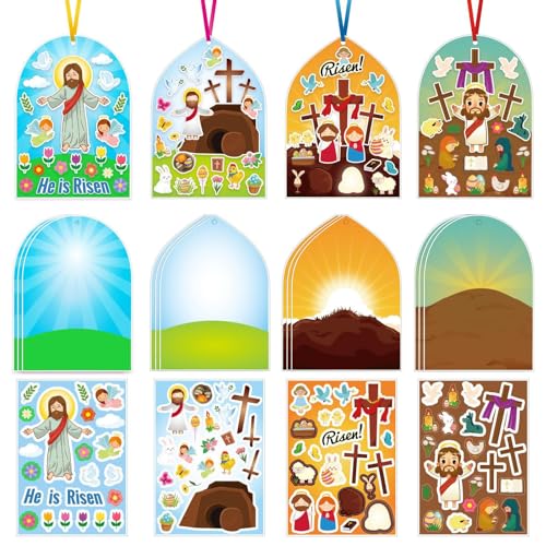 Goowafur Ostern-Auferstehungsszenen-Aufkleber, Machen Sie einen Ostern-Er lebt-Aufkleber | 36 Teile/Satz Christliche Ostern Jesus Aufkleber Religiöses Handwerk für Ostern - Christliche Goowafur Ostern-Auferstehungsszenen-Aufkleber, Machen Sie einen Ostern-Er lebt-Aufkleber | 36 Teile/Satz Christliche Ostern Jesus Aufkleber Religiöses Handwerk für Ostern - Christliche von Goowafur