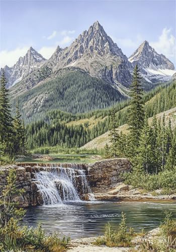 Malen Nach Zahlen Berg Malen Nach Zahlen Erwachsene 60x80 cm, Landschaft Paint by Numbers Adult DIY Ölgemälde Set, mit 3 Pinseln, Acrylfarben & Knitterfreier Leinwand Kit, Home Deko Geschenke X-6916 von Gooxehuu