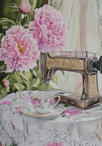 Malen Nach Zahlen Erwachsen Blume Malen Nach Zahlen Kinder Kits mit Pinseln und Acrylfarben, DIY Handgemalt Nähmaschine Paint by Numbers Adult, für Erwachsene Home Deko Geschenk 100x150 cm X-6820 von Gooxehuu