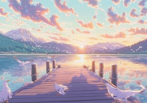 Malen Nach Zahlen Erwachsen Küsten Malen Nach Zahlen Kinder Kits mit Pinseln und Acrylfarben, Handgemalt Brücke Paint by Numbers Adult, Kreativ Set für Erwachsene Home Deko Geschenk 100x150 cm X-6870 von Gooxehuu
