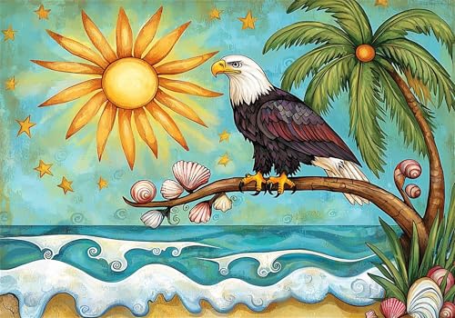 Malen Nach Zahlen Erwachsen Meerblick Malen Nach Zahlen Kinder Kits mit Pinseln und Acrylfarben, DIY Handgemalt Adler Paint by Numbers Adult, Kreativ Set für Erwachsene Deko Geschenk 70x100 cm X-6897 von Gooxehuu