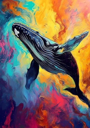 Malen Nach Zahlen Erwachsen Tier Malen Nach Zahlen Kinder Kits mit Pinseln und Acrylfarben, DIY Handgemalt Hai Paint by Numbers Adult, Kreativ Set für Erwachsene Home Deko Geschenk 70x100 cm X-7187 von Gooxehuu