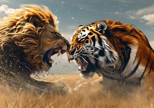 Malen Nach Zahlen Löwe Malen Nach Zahlen Erwachsene 60x80 cm, Tiger Paint by Numbers Adult DIY Ölgemälde Set, mit Acrylfarben & Knitterfreier Leinwand Kit, (Ohne Rahmen) Home Deko Geschenke X-7046 von Gooxehuu
